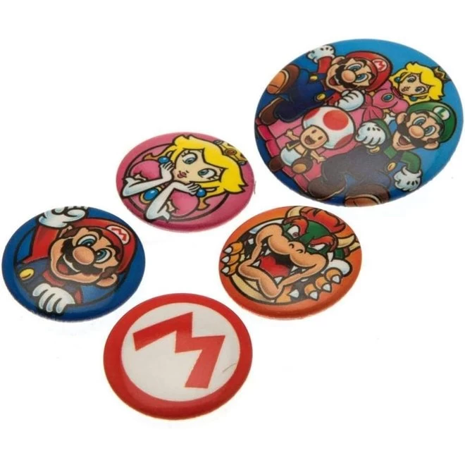 Super Mario Super Mario Buttons / Badges - 5 Stuks 4 Super Mario Super Mario Buttons / Badges - 5 Stuks - Afbeelding 2