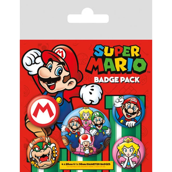 Super Mario Super Mario Buttons / Badges - 5 Stuks 3 Super Mario Super Mario Buttons / Badges - 5 Stuks